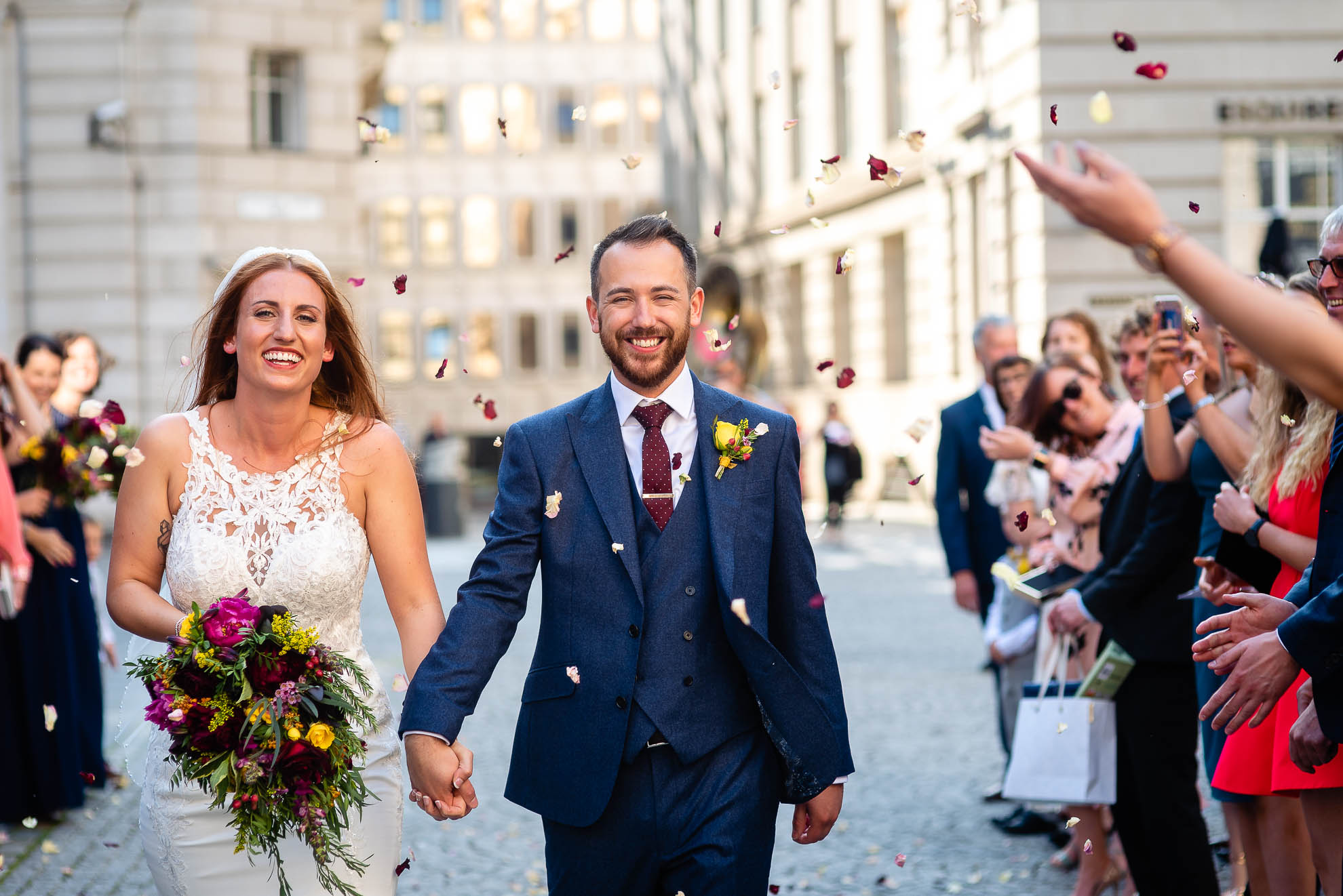 Bride and groom confetti throw