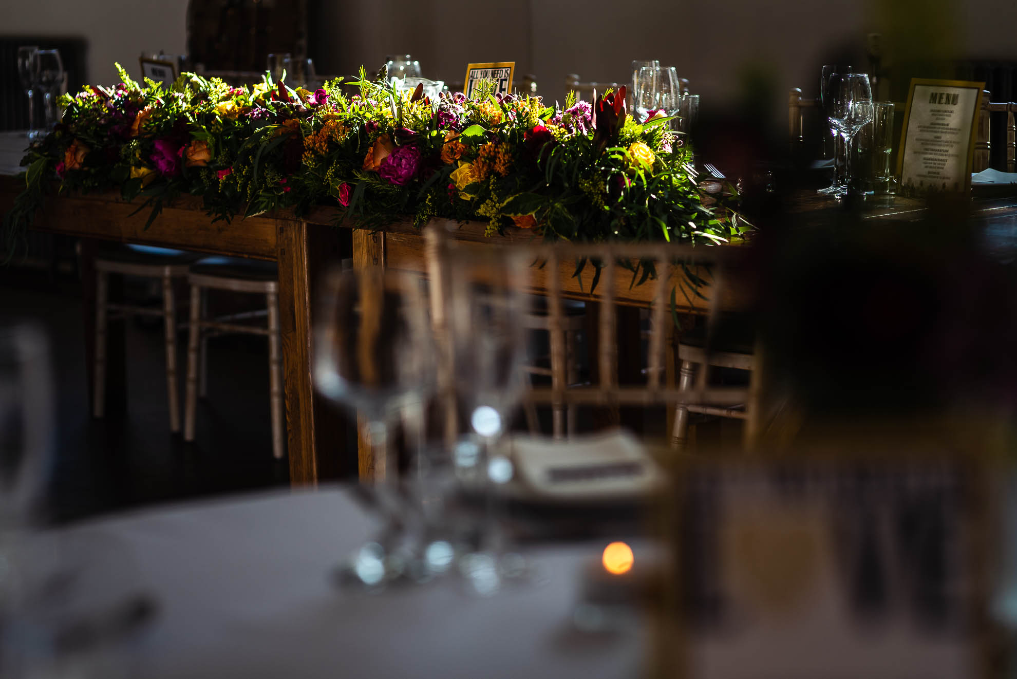 Flowers on top table 