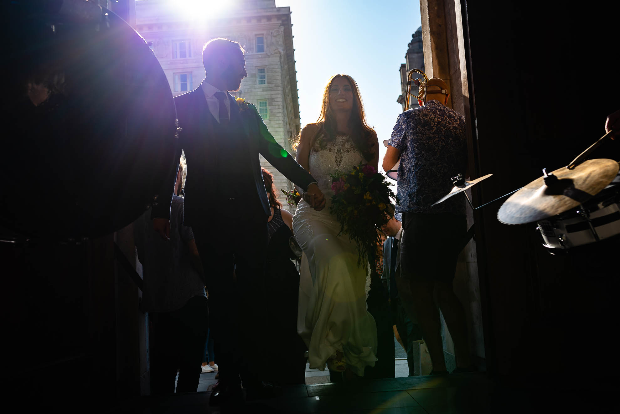 Bride and groom arrive at Oh Me Oh My
