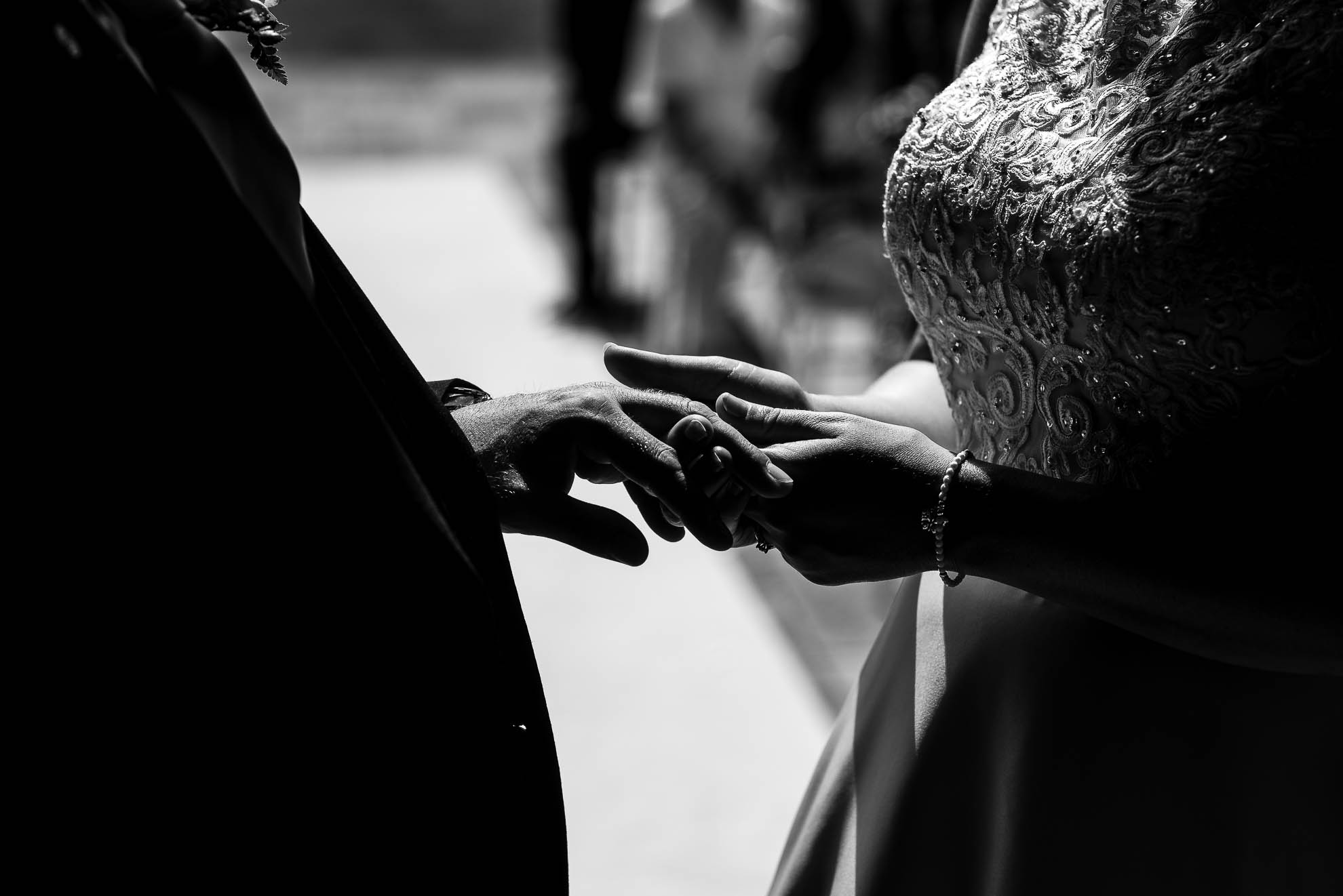 Close up of exchange of rings