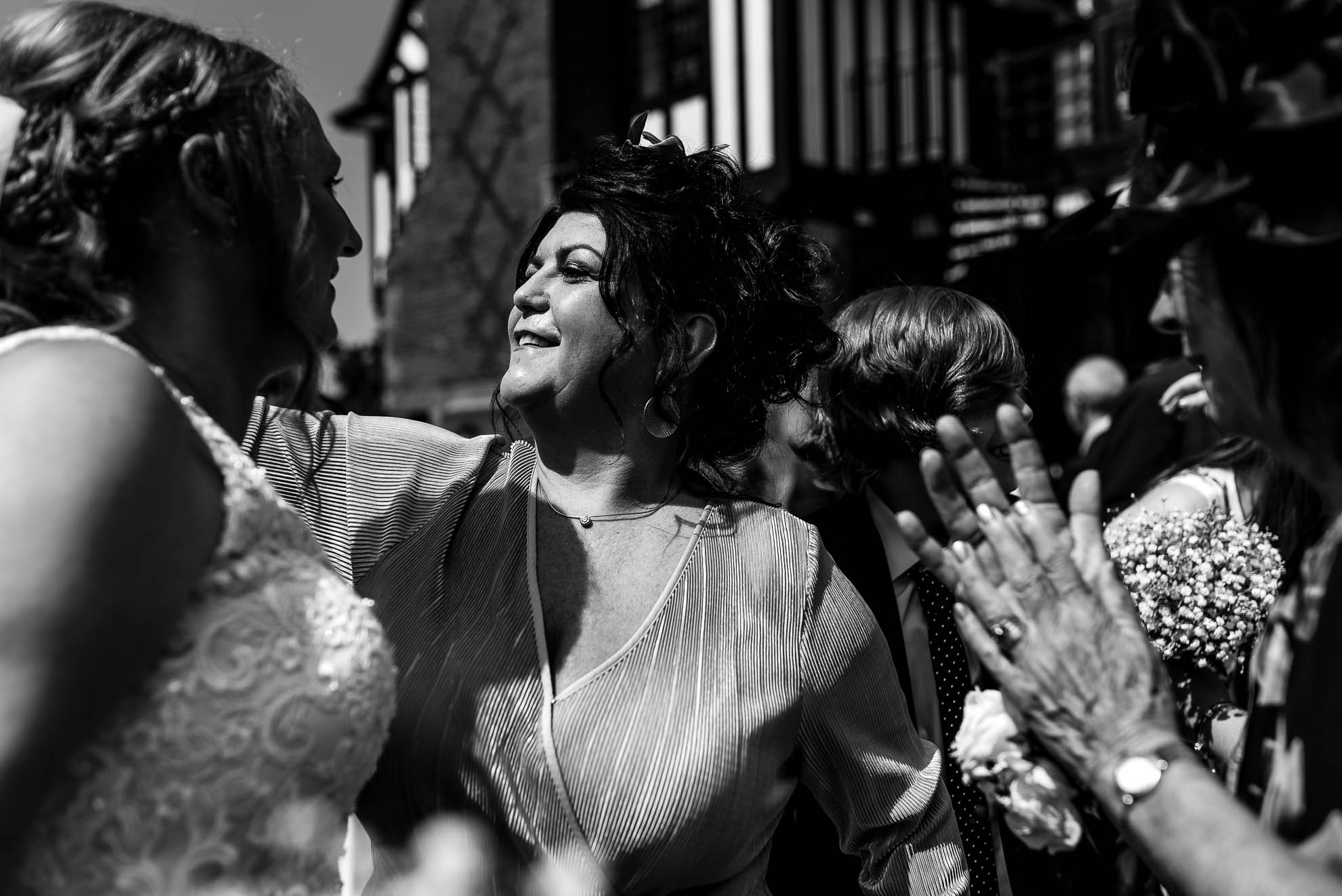 Guest congratulates the bride