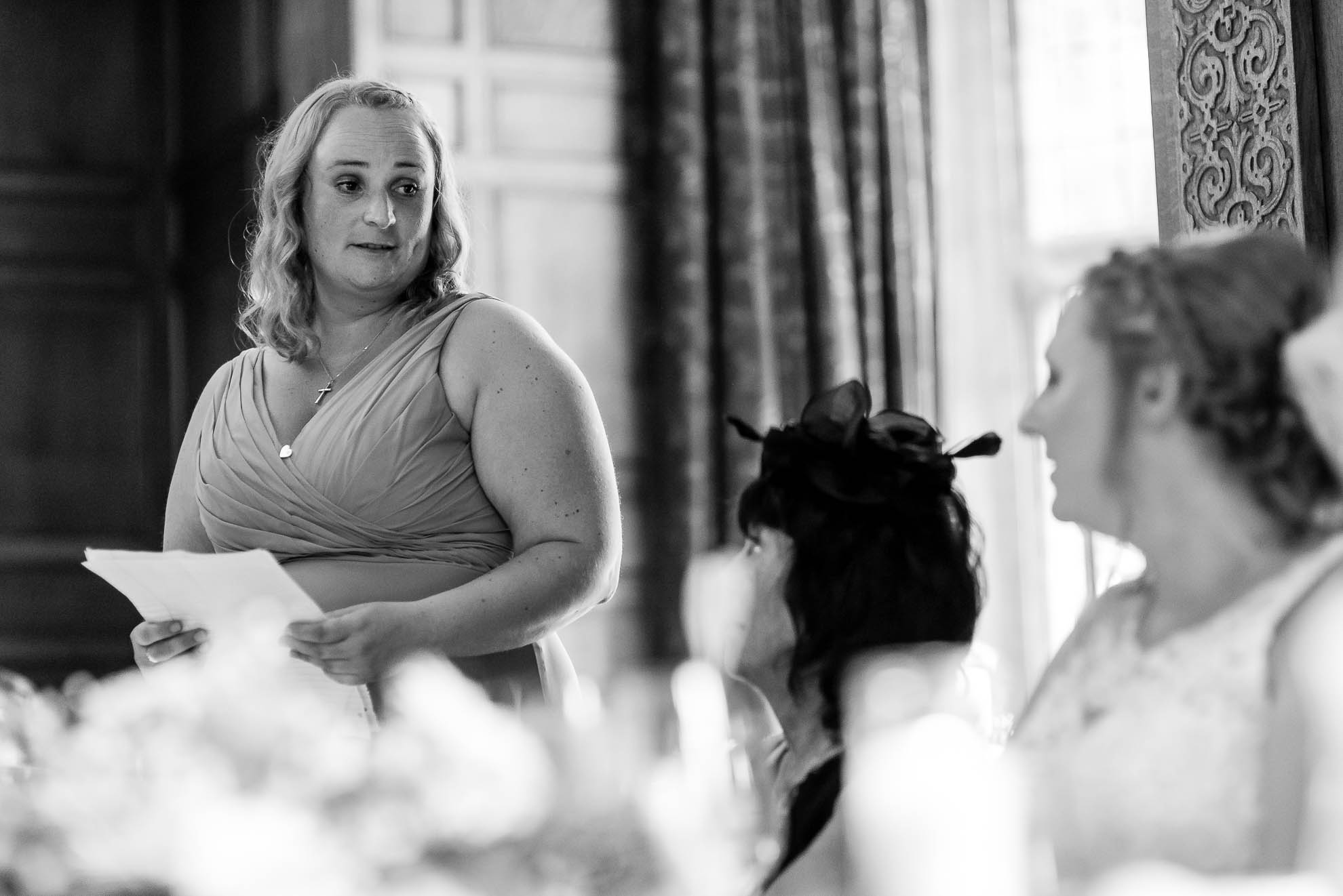 Chief Bridesmaid giving her speech