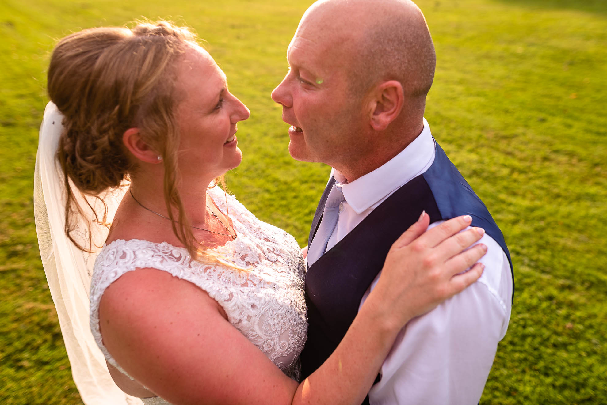 Bride and groom close up portrait