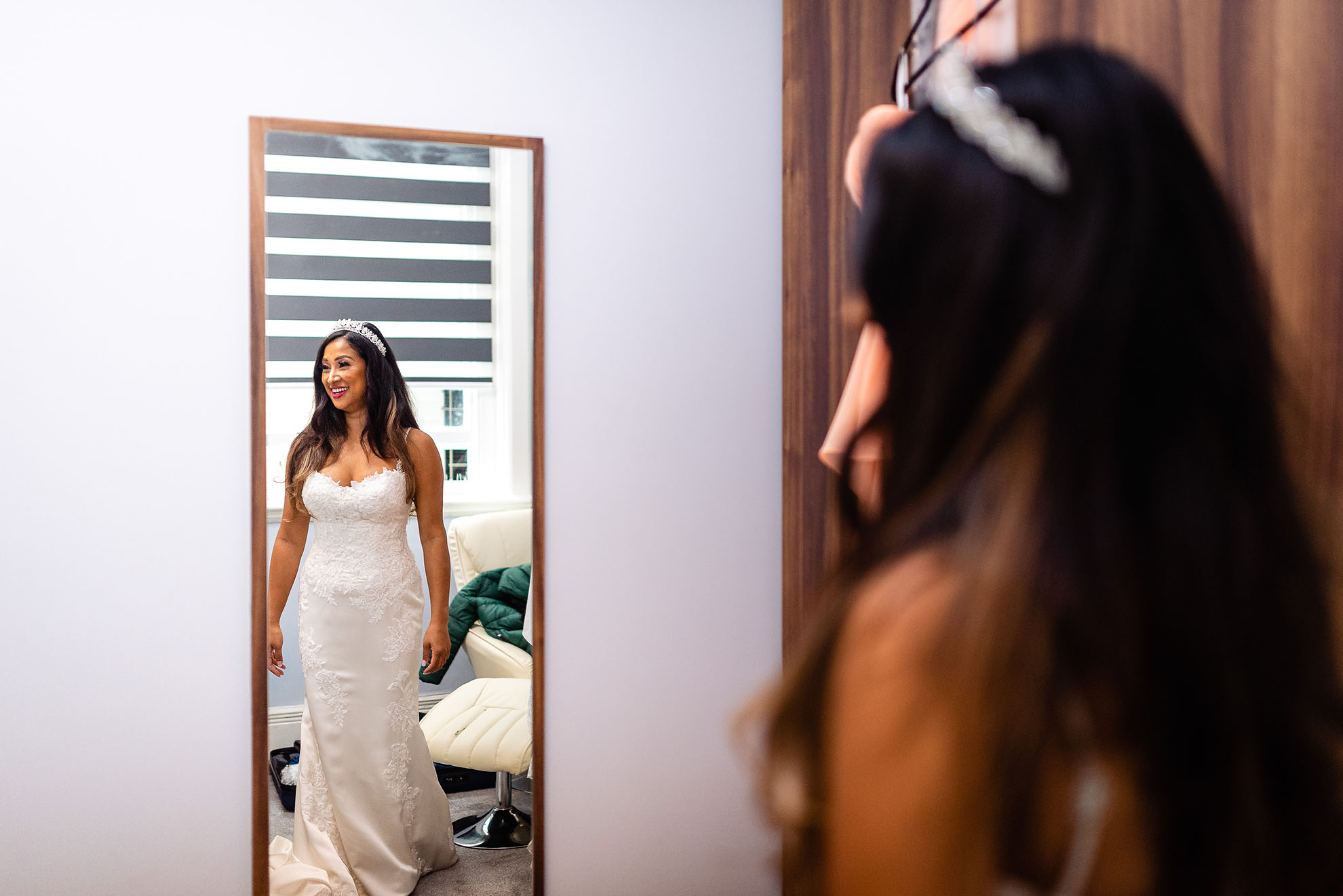 Bride in mirror