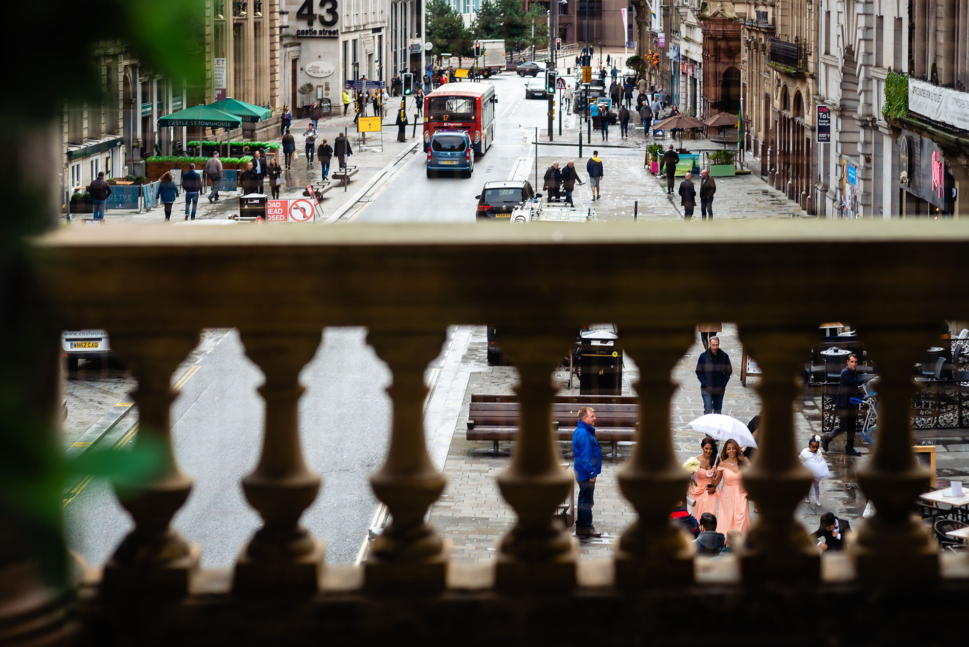 Bridesmaids arrive at Liverpool Town Hall