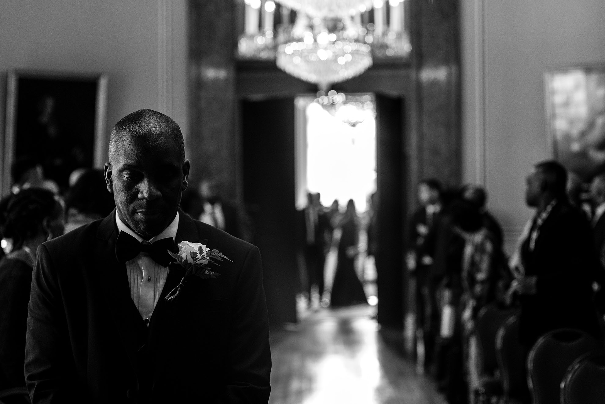 Groom waits for his bride at arrive 