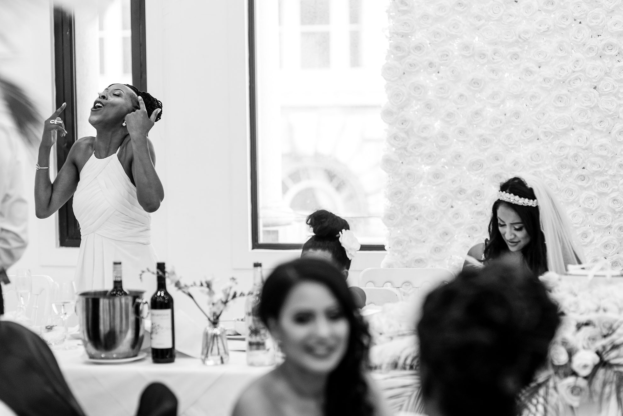 Chief bridesmaid singing