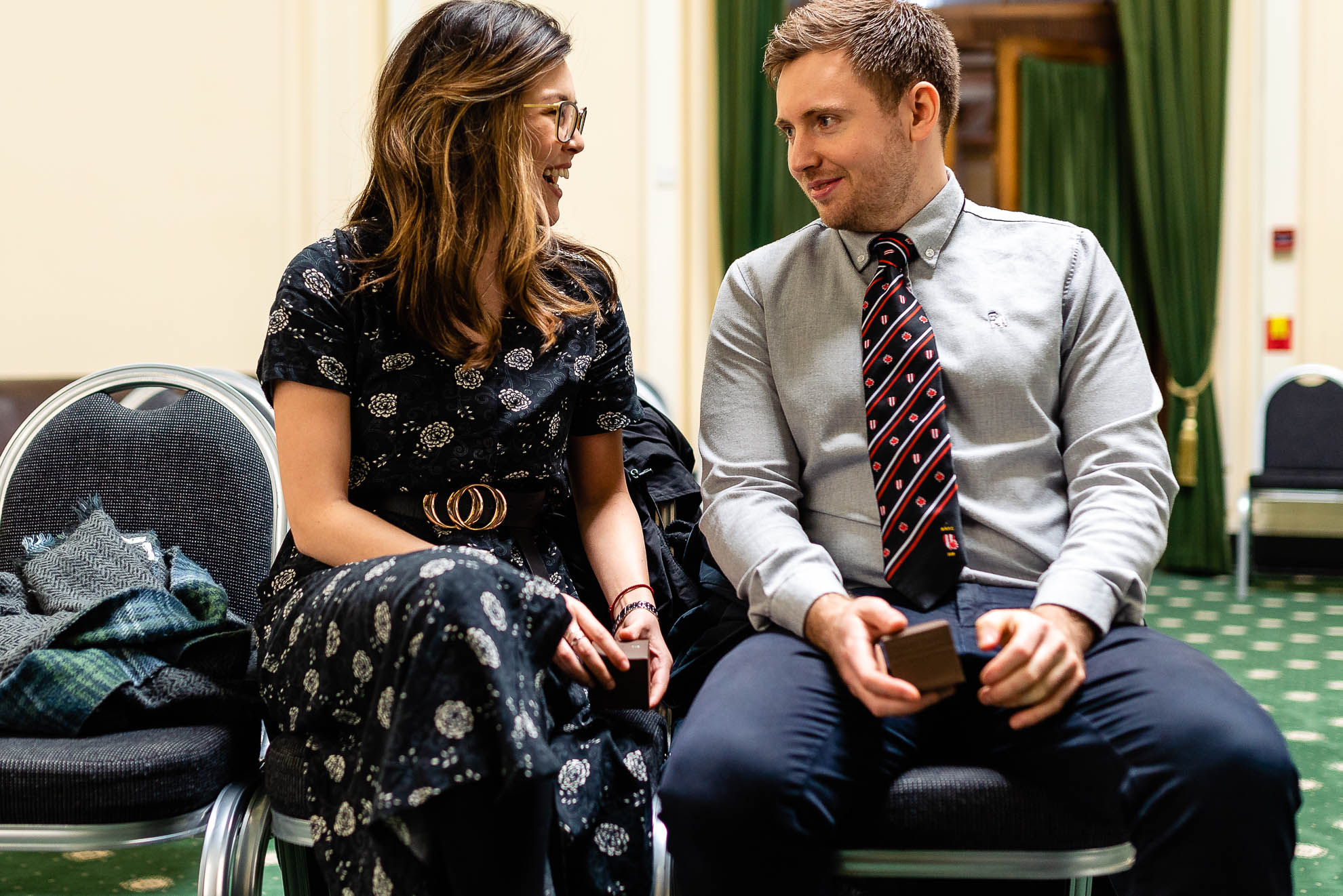 witnesses share a joke during the ceremony