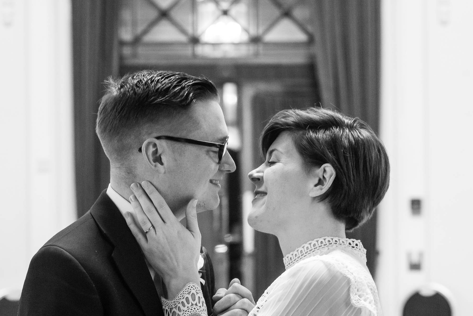 Newlyweds kiss after being declared married