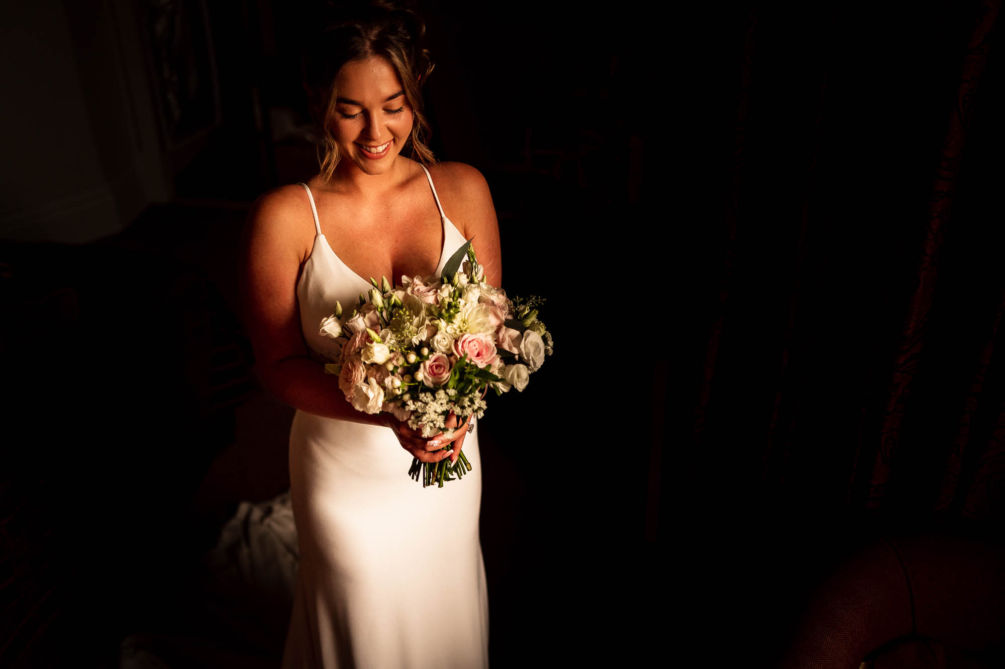 Portrait of bride with flowers