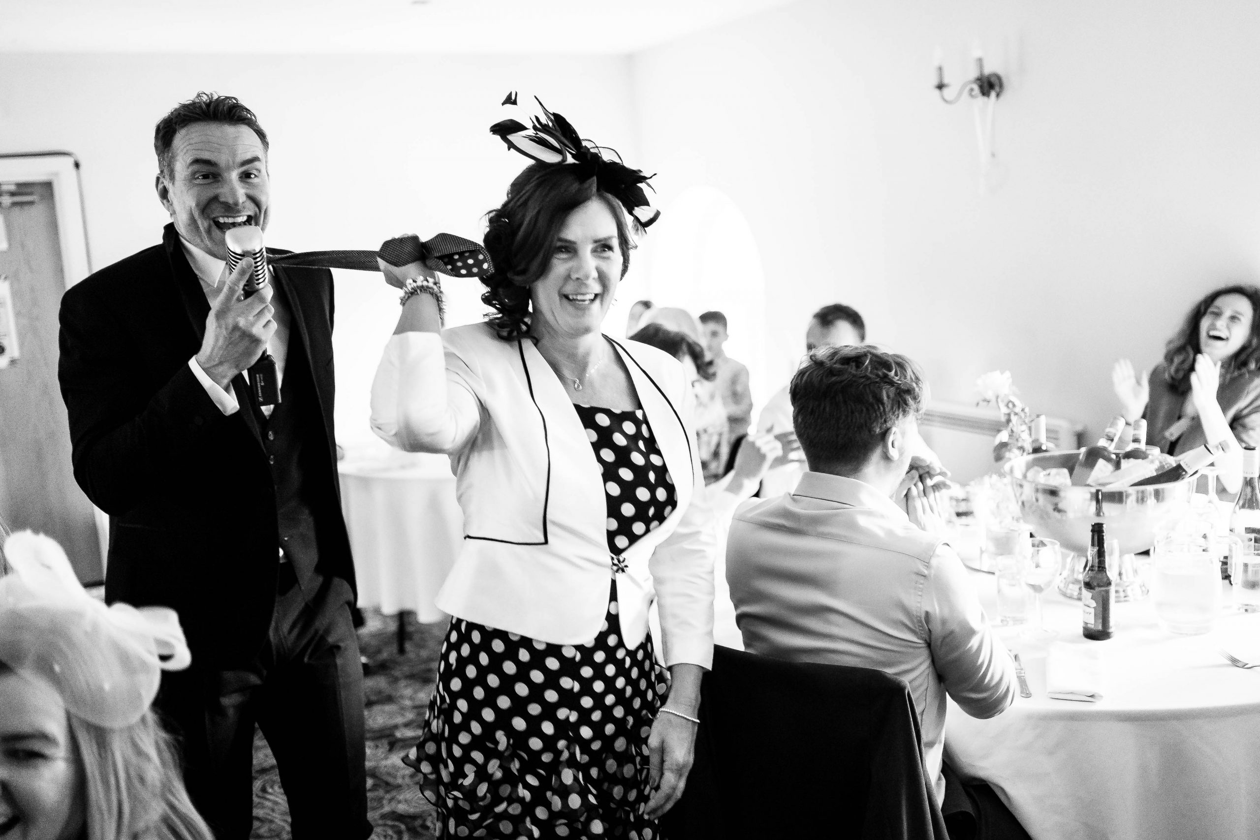 Wedding singer has fun with mother of the groom