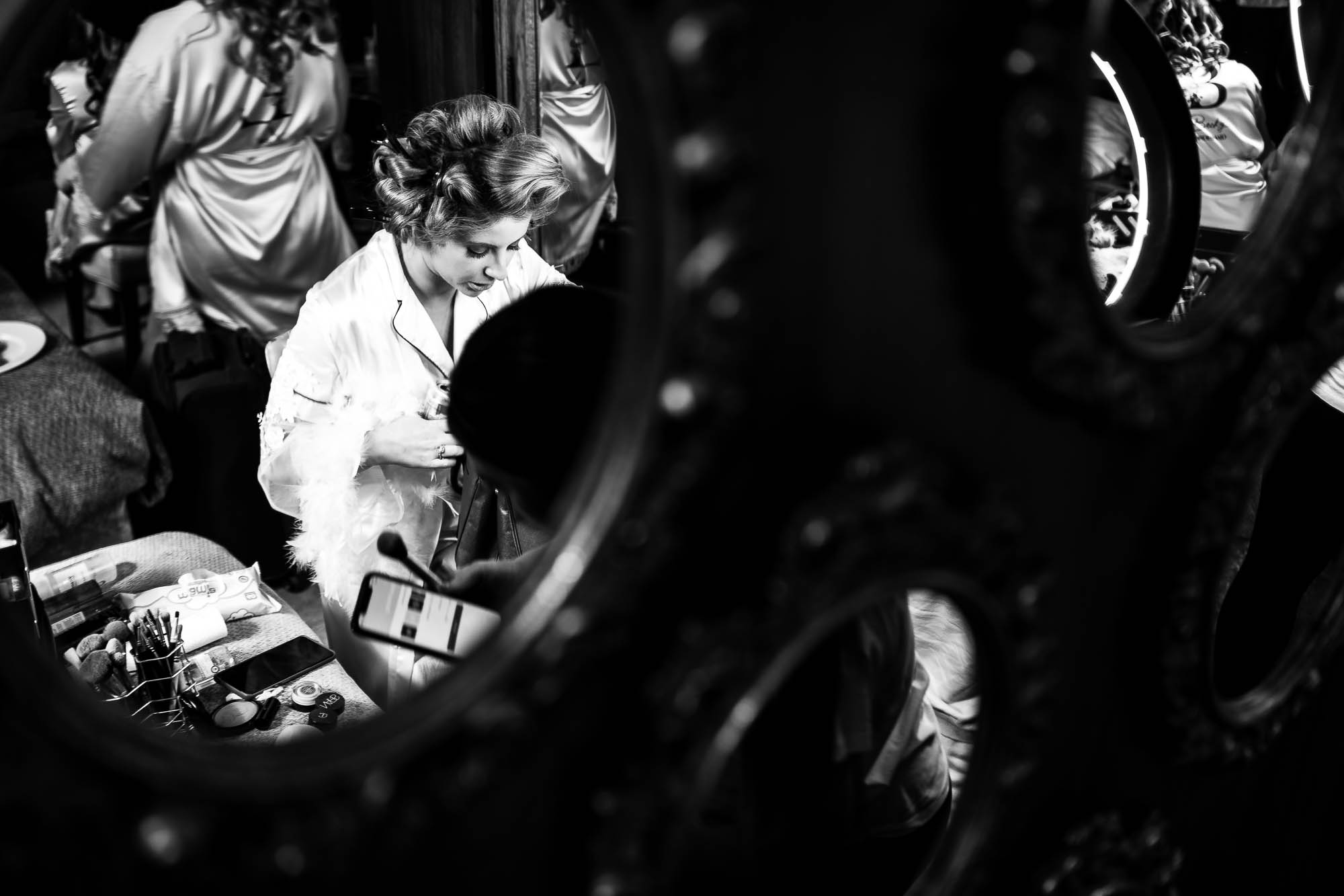 Bride reflection in mirror