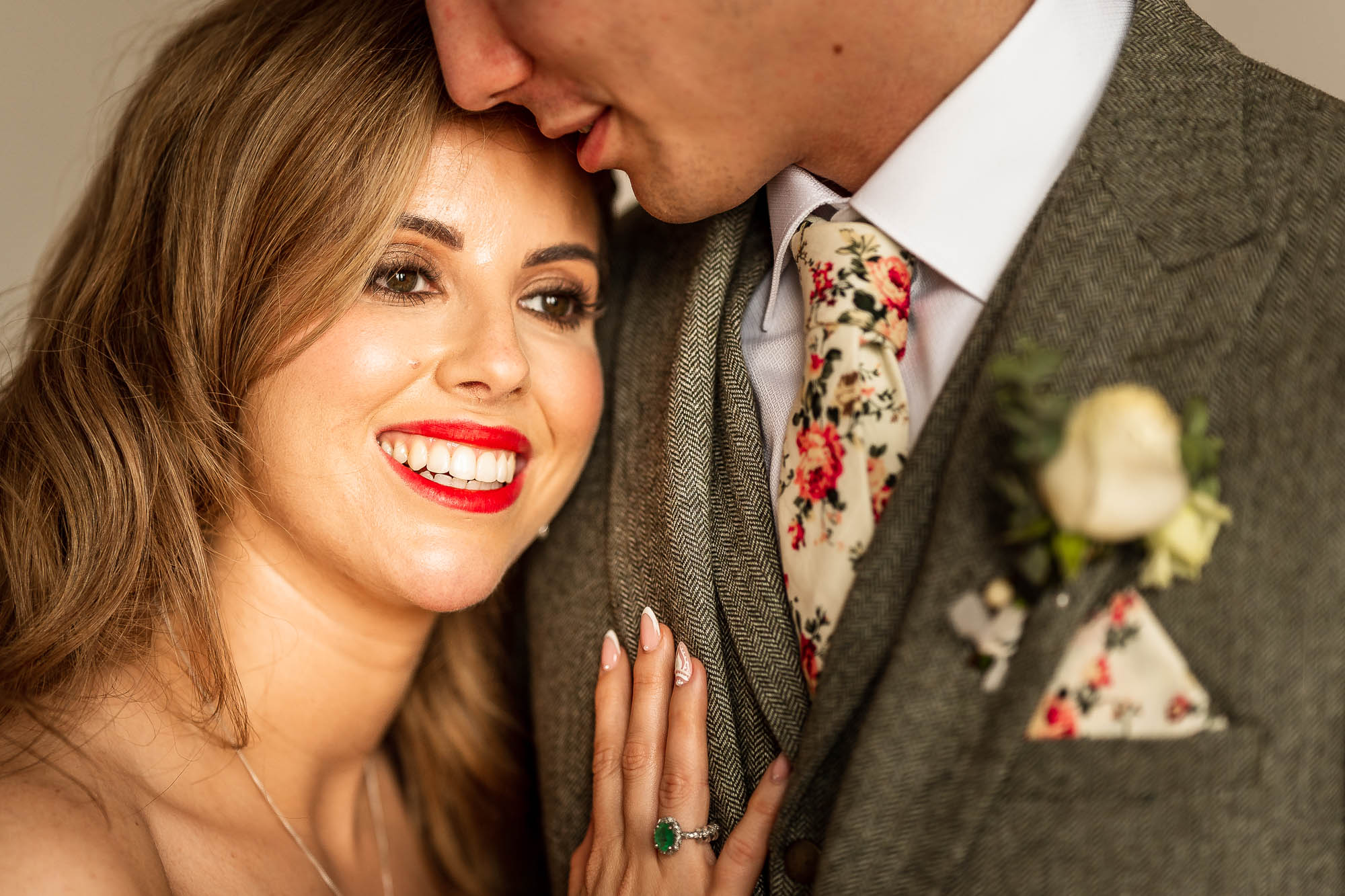 Bride and groom portrait close up