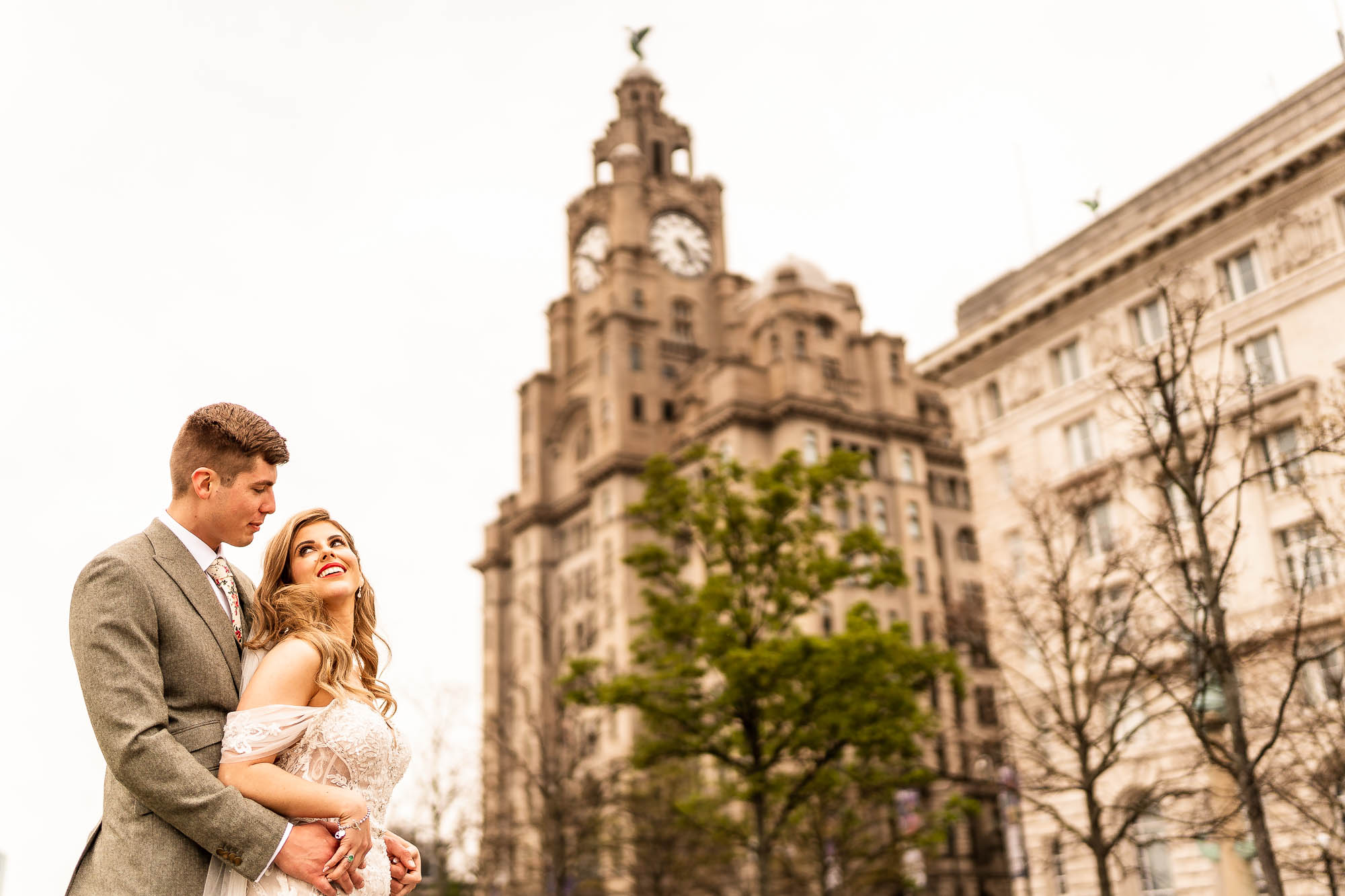 Bride and groom gaze onto each others eyes