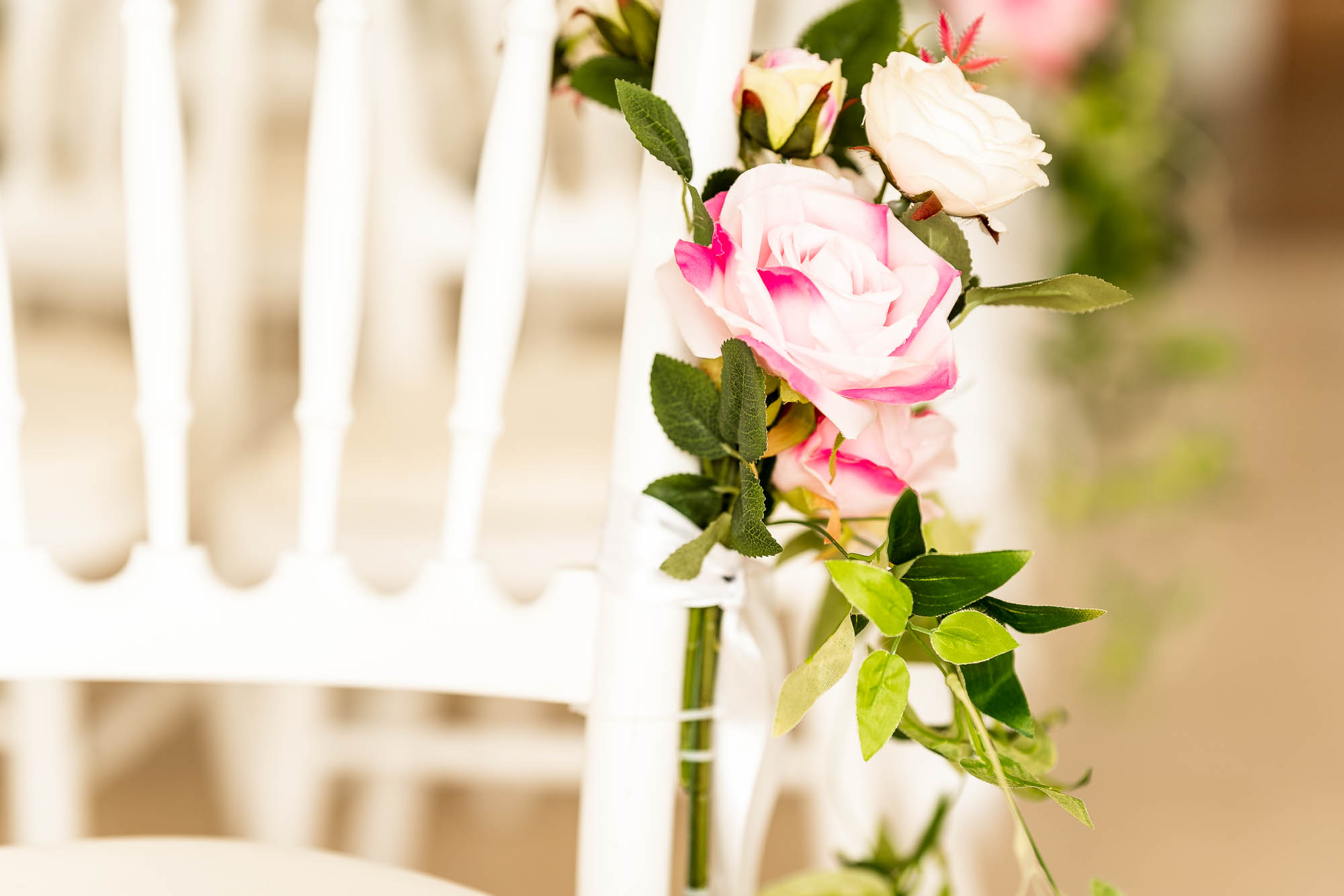 Flower decorations on chair