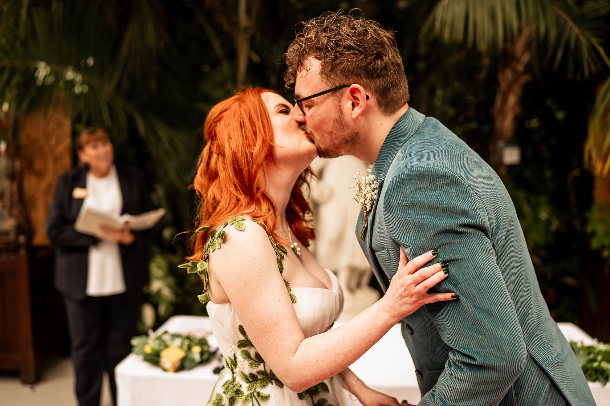 The newlyweds first kiss