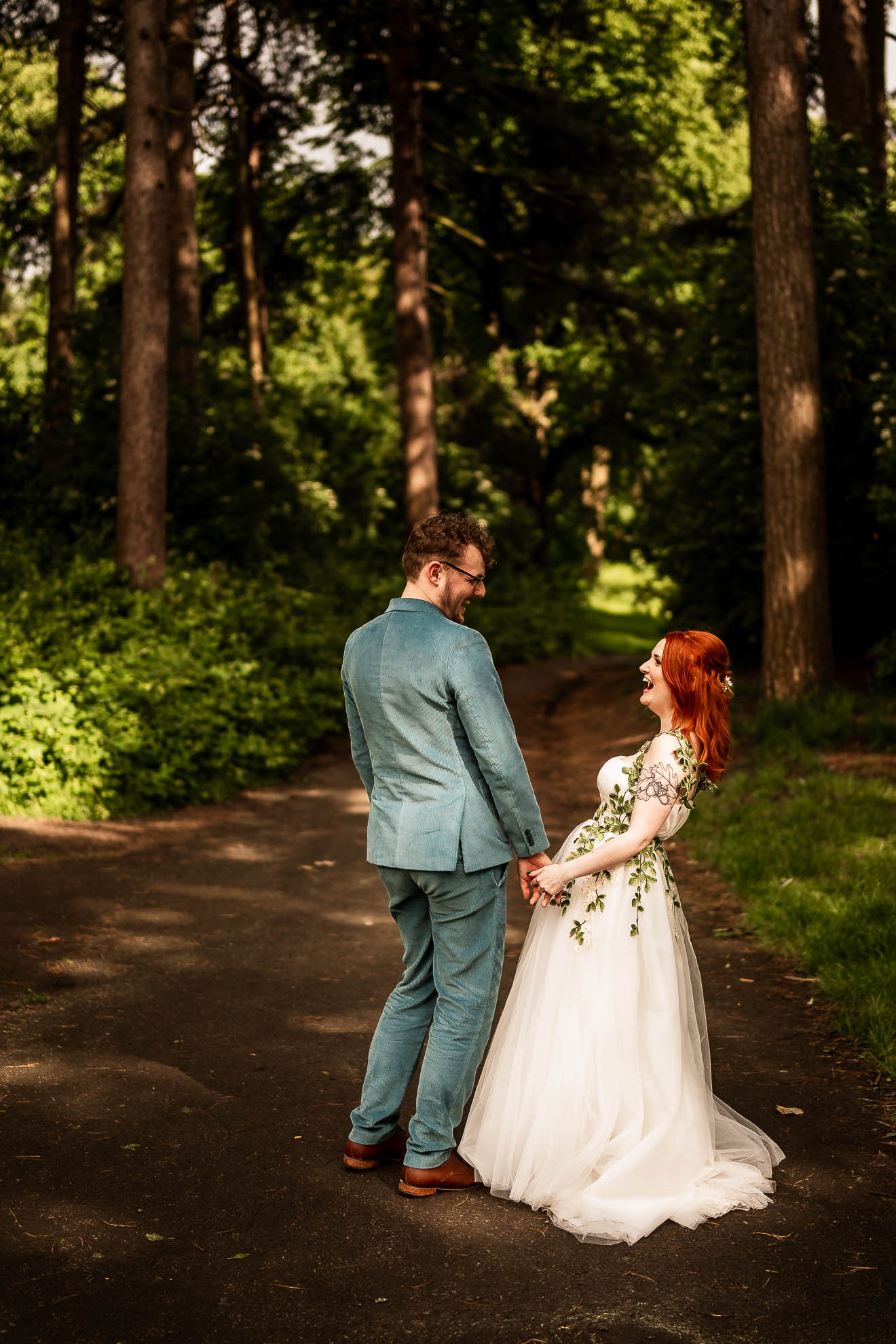 Bride and groom share a joke