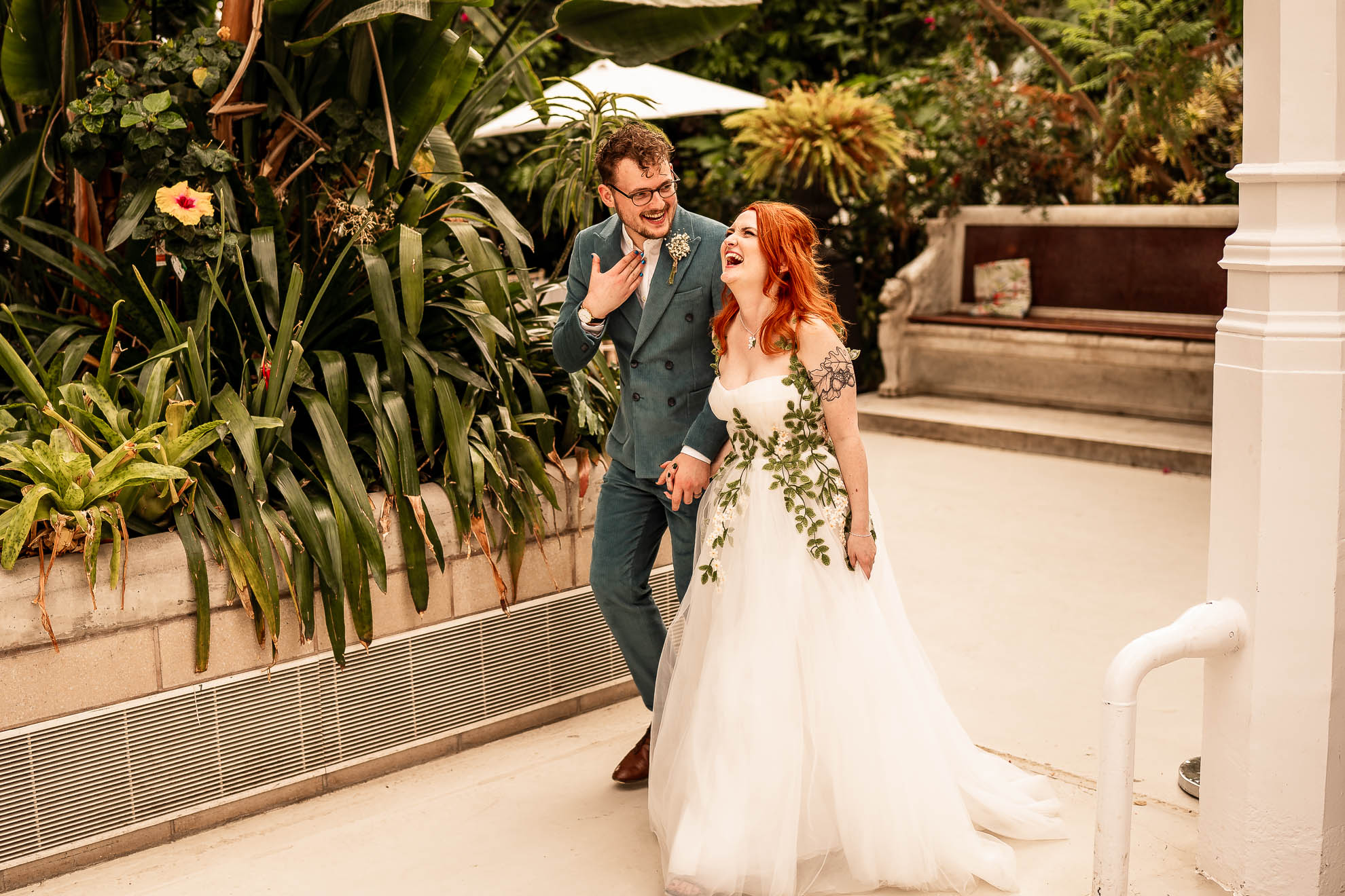 Newlyweds enter the wedding breakfast