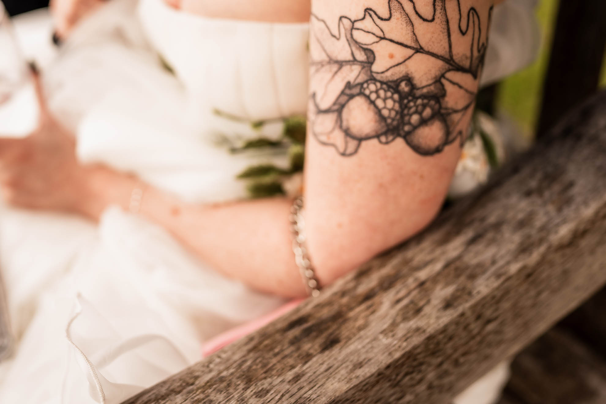 Close up of brides tattoo