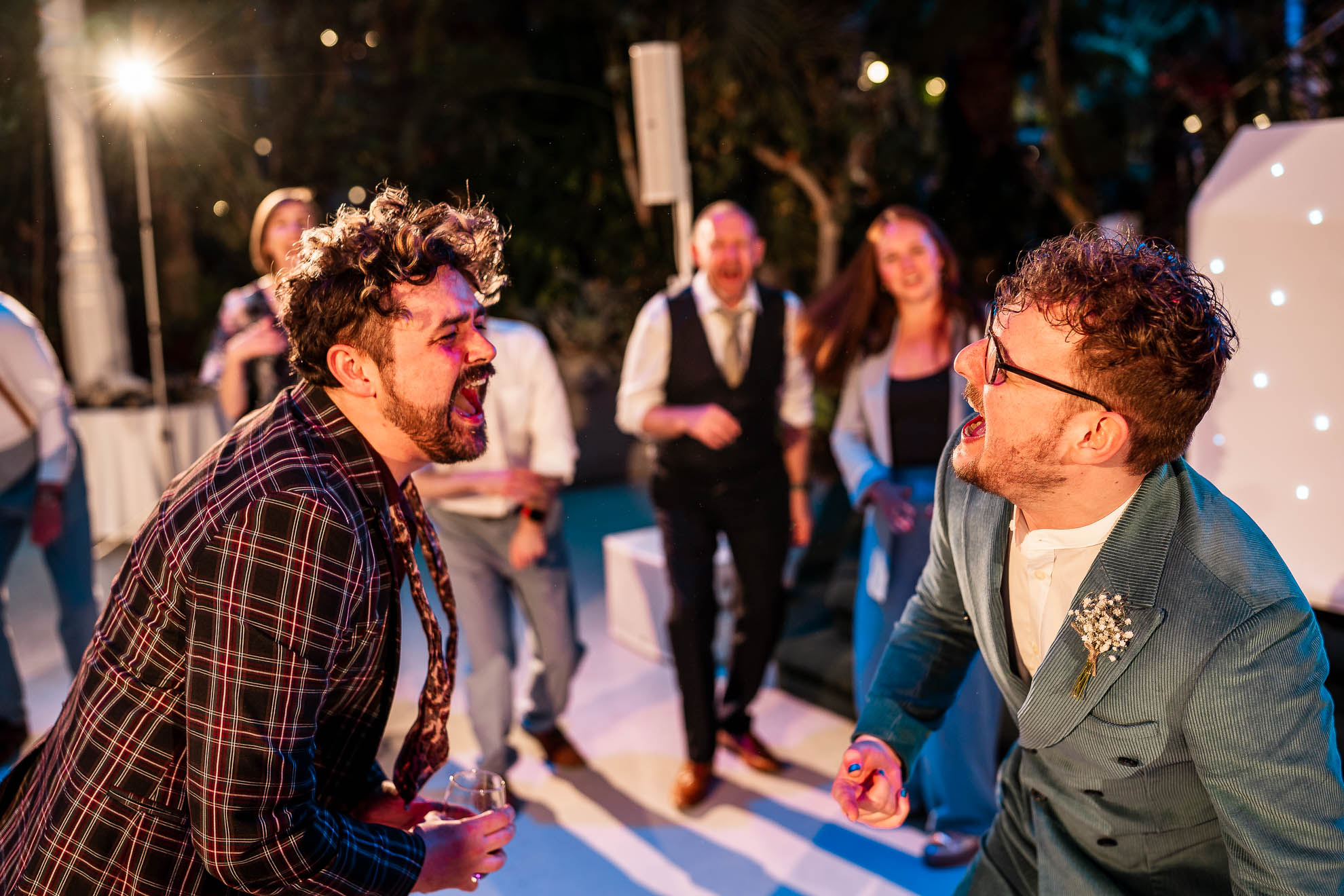 Bride laughing before the wedding ceremony
